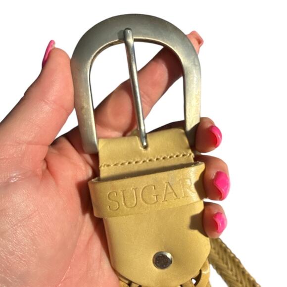 Sugar 100% Leather Adjustable Braid Belt Made in France Size 30 USA‎ - Picture 3 of 6